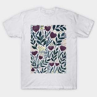 Watercolor flower garden - purple night T-Shirt